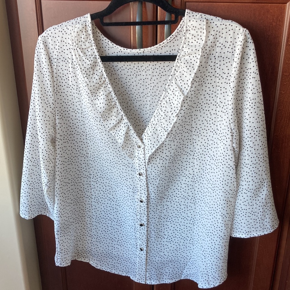 2/$15 Jules & Leopold White and Black Top Size S NWOT
